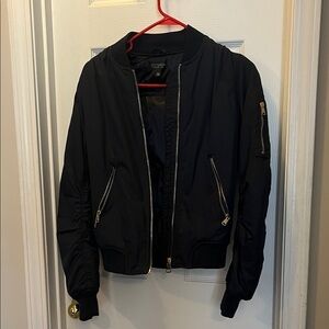 Topshop Navy Blue Zip-Up Bomber Jacket